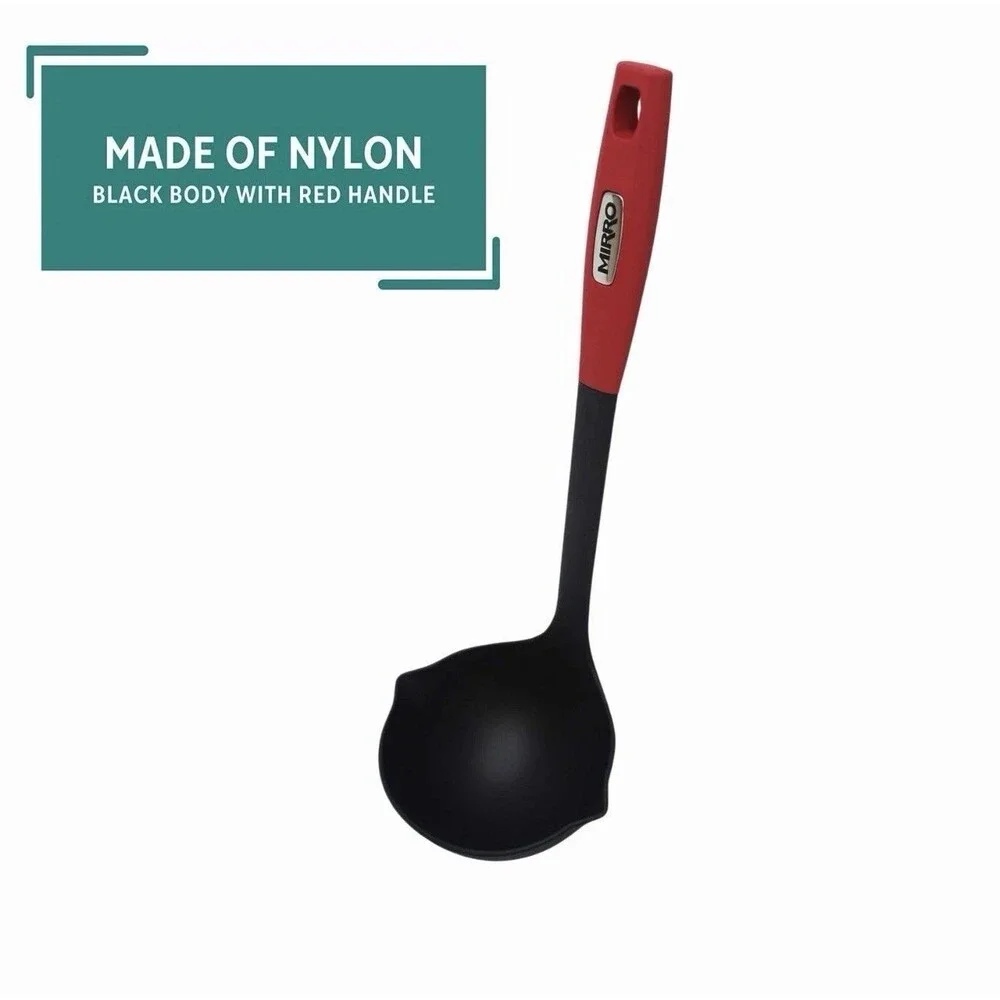 XL Canning Ladle 8oz Kitchen Tool for Jams Soups Black with Red Handle